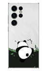 Samsung Galaxy S23 Ultra Uyumlu Bambuya Çıkan Panda Baskılı Silikon Kılıf