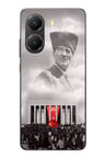 POCO X7 PRO Uyumlu Bulutların Üzerindeki Lider Kalpaklı Atatürk Baskılı Silikon Kılıf