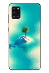 Samsung Galaxy A31 Uyumlu Adada Palmiye Baskılı Silikon Kılıf