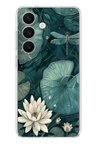Samsung Galaxy S26 Uyumlu Yeşil Yapraklı Nilüfer ve Yusufçuk Baskılı Silikon Kılıf