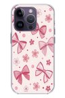 iPhone 14 PRO MAX Uyumlu Pembe Fiyonk, Çiçek ve Puantiye Baskılı Silikon Kılıf