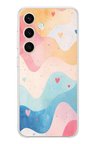Samsung Galaxy S24 Uyumlu Pastel Renkli Dalgalı ve Kalp Baskılı Silikon Kılıf
