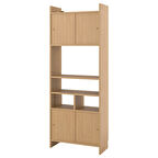 Sürgü kapaklı saklama kombinasyonu, meşe görünümlü, 81x35x212 cm, 1 raflı, 1 ek raflı