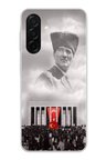 Samsung Galaxy A26 Uyumlu Bulutların Üzerindeki Lider Kalpaklı Atatürk Baskılı Silikon Kılıf