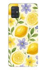 Samsung Galaxy A51 Uyumlu Sulu Boya Limon ve Çiçek Desenli Baskılı Silikon Kılıf