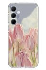 Samsung Galaxy A35 Uyumlu Pembe Laleler Baskılı Silikon Kılıf