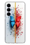 Samsung Galaxy S25 FE Uyumlu Kırmızı Mavi Kelebek Baskılı Silikon Kılıf