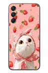 Samsung Galaxy A24 Uyumlu Örtülü Kedi Çilekli Baskılı Silikon Kılıf