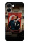 Oppo A6T - A6X Uyumlu Dev Bayrak Detaylı Atatürk Baskılı Silikon Kılıf