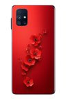 Samsung Galaxy M51 Uyumlu Kırmızı Kardelenler Baskılı Silikon Kılıf