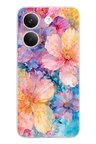 POCO X8 PRO Uyumlu Renkli Çiçekler Sulu Boya Baskılı Silikon Kılıf