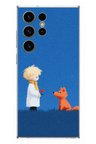 Samsung Galaxy S23 Ultra Uyumlu Sarışın Çocuk ve Köpek Baskılı Silikon Kılıf