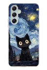 Samsung Galaxy A34 Uyumlu Gece Yarısı Kedi Tasarımlı Baskılı Silikon Kılıf