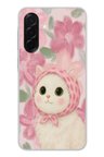 Samsung Galaxy A36 Uyumlu Pembe Örtülü Kedi Baskılı Silikon Kılıf