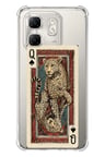 Infinix Hot 50i - Smart 9 Uyumlu İskambil Kağıdı Tasarımlı Leopar Portre Baskılı Silikon Kılıf