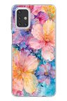 Samsung Galaxy M31s Uyumlu Renkli Çiçekler Sulu Boya Baskılı Silikon Kılıf