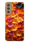 Samsung Galaxy S21 FE Uyumlu Sarı Pembe Çiçekler Baskılı Silikon Kılıf