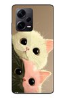 Redmi Note 12 Pro Plus Uyumlu Pembe Siyah Beyaz Kedi Baskılı Silikon Kılıf