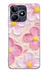 Realme C53 Uyumlu Pembe Beyaz Çiçekler Sulu Boya Baskılı Silikon Kılıf
