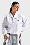 Kadın Beyaz Renk Kravatlı Tasarım Bol Kesim Gömlek