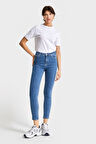 Kadın Mavi Renk 1s5-5 Süper Skinny Fit Yüksek Bel Likralı Kumaş İç Boy 68cm Denim Jean