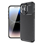 Apple iPhone 15 Pro Max ile Uyumlu Kılıf Focus Karbon Tasarım Telefon Kılıfı Kapak