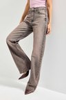 Kadın Kahve Kot Rengi Doris 4s6-166 Straight Fit Yüksek Bel %100 Koton Denim Jean