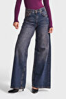 Kadın Koyu Tint Rengi Hera 2w5-61 Palazzo Fit %100 Koton Denim Jean