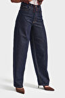 Kadın İndigo Renk 7w5-50 Skater Fit Bol Kesim İç Boy 80cm Denim Jean
