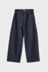 Kadın İndigo Renk 7w5-50 Palazzo Baggy Fit %100 Koton İç Boy 83cm Denim Jean