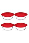 59001 Kapaklı 2100 Cc Yuvarlak Borcam Tencere 4'lü Set