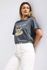 Kadın Gri w5 Oversize Özel Baskılı Tasarım T-Shirt