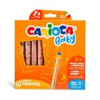 Carioca Jumbo Bebek Ahşap Gövde Kuru Boya Kalemi 10 Renk Kalemtraş Hediyeli 42818