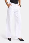 Kadın Beyaz 5s6-2 Wide Leg Kemer Detaylı Denim Jean
