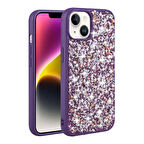 Apple iPhone 13 ile Uyumlu Kılıf Arka Yüzeyi Parlak Pırlanta Taşlı Tasarımlı Kapak