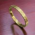 316L Antialerljik Gold Renk Kare Desen Şık ve Parlak Çelik Kadın Bileklik