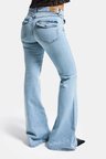 Kadın Ice Rengi 4s6-3 Mide Rise Flare Fit Süper Esnek Kumaş İç Boy 83cm Denim Jean