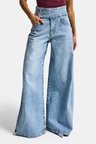 Kadın Ice 4s6-3 Süper Palazzo Kemer Detaylı Komfort Kumaş Denim Jean