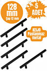 5 ADET Keijo SİYAH 128mm Paslanmaz Kulp (mobilya, dolap kulbu, kulp modeli)