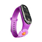Mor Renkli Silikon Kordon Çiçek Detay Dokunmatik Dijital Çocuk Saati: Eğlenceli ve Modern Tasarım