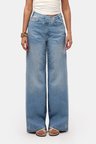 Kadın Kot Rengi 2s6-3 Palazzo Baggy Fit Kemer Detaylı Tasarım Denim Jean