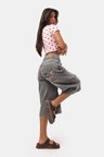 Kadın Füme 12s6-13 Baggy Fit Maxi Denim Tasarım Bermuda Şort