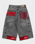 Kadın Gri Renk 4s6-13 Mega Baggy Fit Paça ve Cep Detaylı Özel Tasarım Denim Şort
