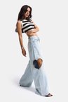 Kadın Ice T-12s6-3 Süper Baggy Fit Kalp Detaylı Tasarım Denim Jean