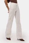 Kadın Kırık Beyaz 7s6-101 Straight Fit Özel Kumaş Tasarım Denim Jean