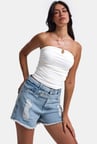 Kadın Kot Rengi 11s6-3 Relax Mom Kemer Detaylı Tasarım Denim Şort