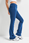 Kadın İndigo Renk s5-53 Slim Fit Süper Esnek Kumaş Flare Fit Pantolon