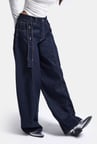 Kadın İndigo Selvedge 7w6-50 Barrel Fit Kemer Detaylı Denim Jean