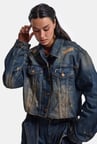 Kadın Kot Rengi 10w6-8 Kemer Boy Oversize Özel Tasarım Denim Ceket