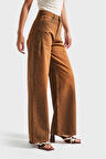 Kadın Kahverengi Olea 2w5-135 Wide Leg Fit %100 Koton İç Boy 80cm Denim Jean